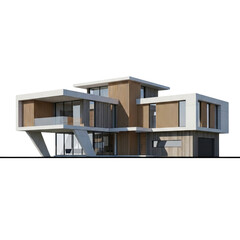 Modern house isolated on transparent background, showcasing architectural design and contemporary living space