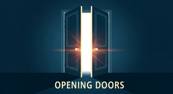 Unlock amazing opportunities and discover a bright future with a doorway to possibilities, illuminating pathways to success and new beginnings in business and life - Powered by Adobe