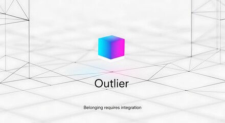 A blue and purple Outlier cube in network illustration