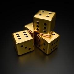 golden dices on black background
