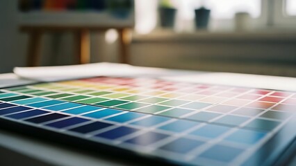 Exploring a spectrum of hues A professional color palette guide for artists and designers at a creative workspace