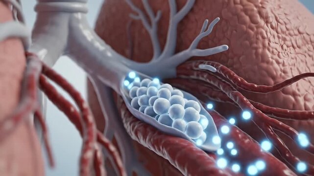 Advanced Drug Delivery System within the Human Respiratory Tract Animation.