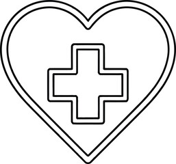 Obraz premium Simple Line Art Heart with Medical Cross Symbol Illustration