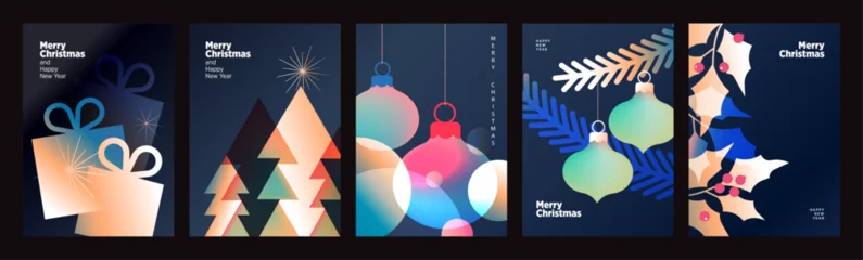 Selbstklebende Fototapeten Sportgeschäft Christmas and New Year holiday card collection. Vector illustrations for holiday greeting card, poster, cover, website and social media banner, marketing.  © PureSolution