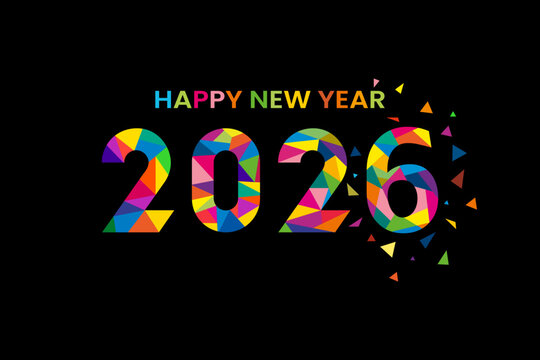 2026 Happy New Year design vector. colorful new year 2026 design template.