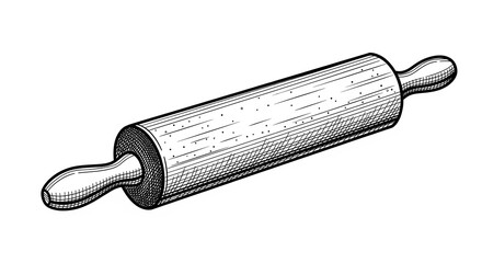 Craft your delicious creations with a hand-drawn, vintage style rolling pin perfect for baking blog posts, kitchen decor, and culinary projects that need a touch of nostalgia