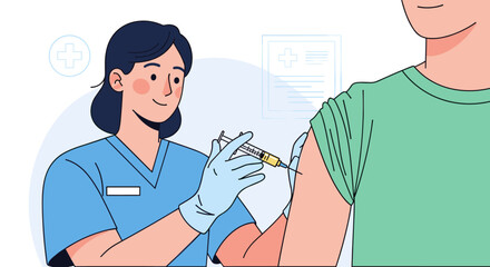 Healthcare worker administers a vaccine injection to an adult patient for immunity