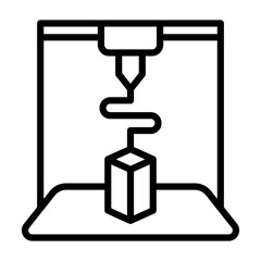 3D Printer Icon - Black Outline