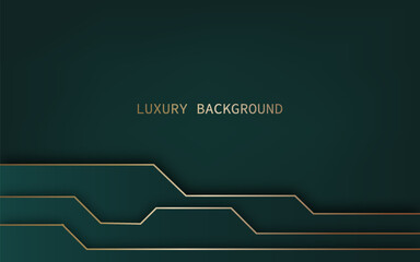 Elegant dark green luxury background with golden line elements