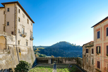 View of the town of Genazzano, a medieval village in the province of Rome, Italy.