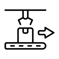 Packaging Line Icon - Black Outline