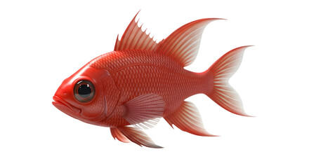 Vibrant red fish with prominent flowing fins swimming gracefully