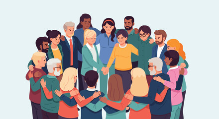 A Diverse Group Embracing in a Circle Demonstrating Community and Togetherness