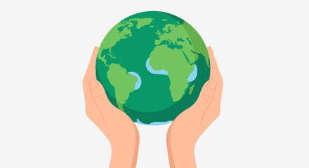 Caring hands protecting our precious planet a symbol of global responsibility