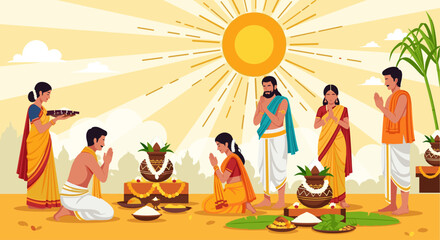 Traditional Indian Festival Celebration Honoring the Sun God and Harvest