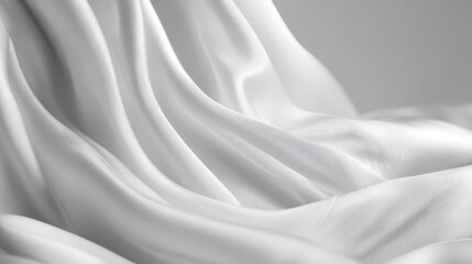 Obraz premium Close-up of pristine white silk fabric showing rich drape and subtle reflections