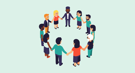Diverse people from different backgrounds forming a strong circle of unity and support