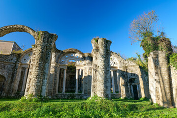 The ruins of an ancient Roman temple in the countryside of Genazzano, a city in the province of Rome, Italy.