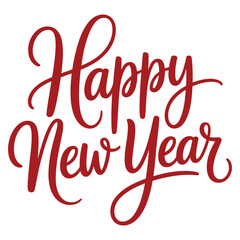 Red Calligraphy Happy New Year Text lettering script