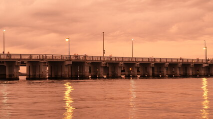 The beautiful sea view near the dock in the dusk time