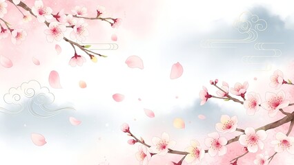 Obraz premium Gentle Pink Blossom Cascade A Serene Springtime Design with a touch of artistic design