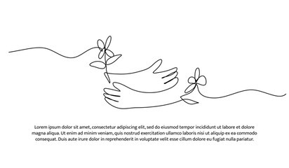 One line care about yourself. Abstract minimal continuous line isolated on white background.