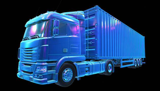 Modern Freight Truck in Transit: A dynamic image showcasing a state-of-the-art freight truck, rendered in sleek detail, conveying the essence of modern transport and logistical prowess. 