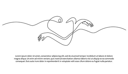 One line care about yourself. Abstract minimal continuous line isolated on white background.