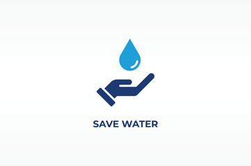 SAVE WATER vector, icon or logo sign isolated symbol illustration