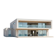 Modern twostory house with large windows and a balcony isolated on transparent background contemporary design with clean lines and a minimalist aesthetic
