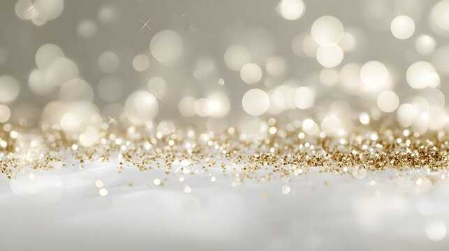 Abstract gold bokeh background. Christmas and New Year concept. glitter vintage lights background. silver, gold and white. de-focused. - Powered by Adobe