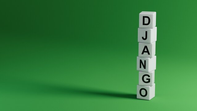 wooden elements with DJANGO business word.close up of wooden elements,