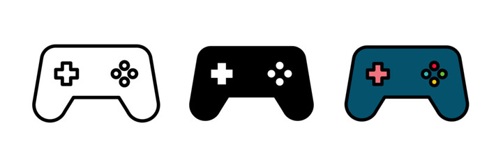 Gamepad icon typically depicted as a handheld controller with buttons and joysticks, symbolizing video gaming and interactive entertainment.