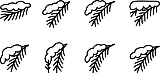 Obraz premium Christmas trees icons set. Winter pine, spruce, holiday forest outline illustrations