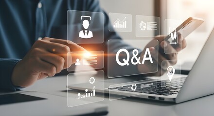 Online education and question answer session with laptop and mobile phone