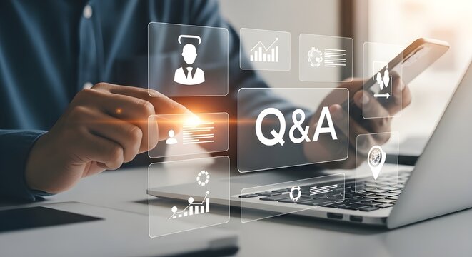 Online education and question answer session with laptop and mobile phone