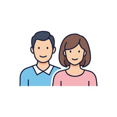 Fototapeta premium Adult couple depicted as simple illustration, showing relationship with man and woman. Adult couple represented as line art, highlighting connection and bond.