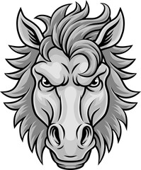 Fototapeta premium Horse mustang bronco stallion angry mean tough sports team mascot cartoon character design.
