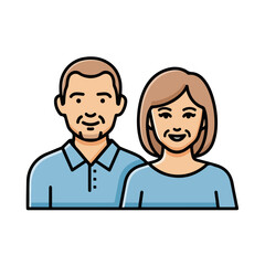 Fototapeta premium Adult couple illustrated as a simple outline for web use. Adult couple graphic depiction with clear lines and minimal detail for easy recognition.