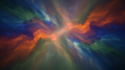 Abstract Colorful Nebula Explosion in Deep Space with Swirling Gases and Stars