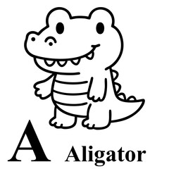 A Capital and Name Alligator Black and white Draw