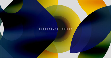 Obraz premium Abstract fluid shapes overlap, creating dynamic color gradients. Yellows, blues, whites blend seamlessly. Modern design element.