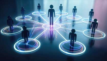 Network of Connections: Symbolic representation of interconnected figures, illustrating the concept of a robust and expansive network within the digital sphere.