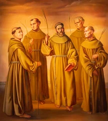 Selbstklebende Fototapeten Jesus Christus CAVA DE TIRRENI, ITALY - OCTOBER 7, 2025: The painting of holy franciscans Protomartyrs in the church Chiesa di San Francesco e Sant Antonio by A. Dubinin (2009)  © Renáta Sedmáková