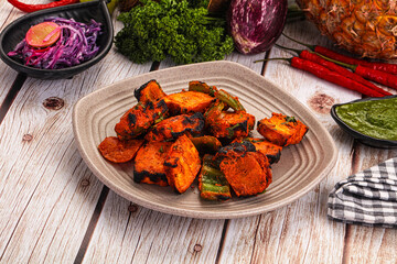 Indian cuisine - spicy chili paneer