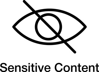 Naklejka premium Minimal line-style sensitive content warning icon featuring an eye with a diagonal slash. Clean symbol used for restricted, hidden, or privacy-related materials. Hidden eye symbol. Privacy warning