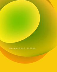 Abstract gradients overlap creating soft shapes. Yellows, greens dominate composition. Minimalist design feels modern, vibrant.
