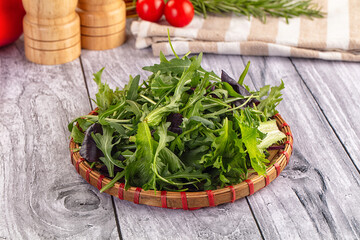 Fresh green ruccola salad leaves