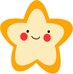 Cute Sleeping Star Illustration with Blushing Cheeks and Sparkling Decorative Stars for Nursery and Kids Designs