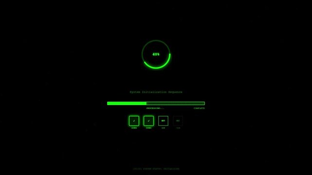  Futuristic System Boot Sequence Animation &ndash; Green Tech Terminal UI Loading Screen.